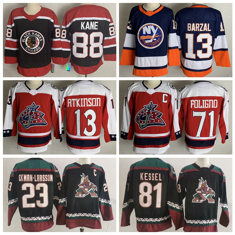 Reverse Retro Hockey Jersey New York Islanders Mathew Barzal Patrick Kane Coyotes Phil Kessel Oliver Ekman-Larsson Nick Foligno Cam Atkinson, Black;red
Reverse Retro Hockey Jersey New York Islanders Mathew Barzal Patrick Kane Coyotes Phil Kessel Oliver Ekman-Larsson Nick Foligno Cam Atkinson, Black;red