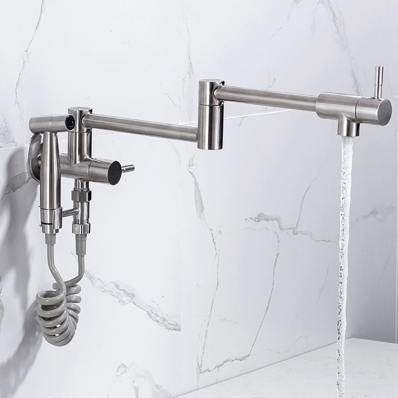 2021 New Pot Filler with Sprayer Wall Mounted Foldable Kitchen Faucet Single Cold Nickel Sink Tap Rotate Folding Spout Sus304 K7ym
2021 New Pot Filler with Sprayer Wall Mounted Foldable Kitchen Faucet Single Cold Nickel Sink Tap Rotate Folding Spout Sus304 K7ym