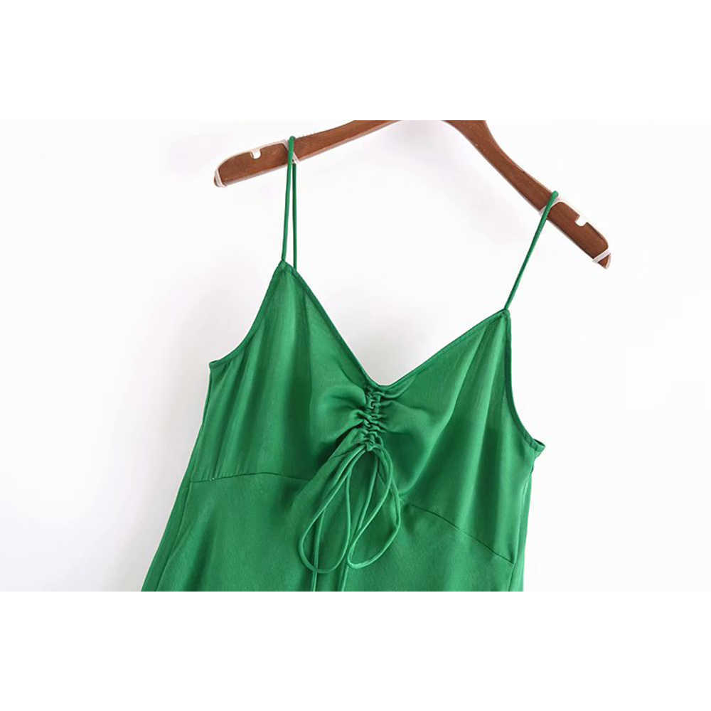 Summer Women Sling Dress elegant Chic lady Casual Fashion Woman Green Short Corset Lace Up dress 210709