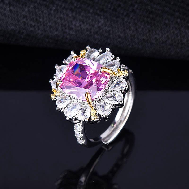 Wedding Rings Luxury Female Pink Square Crystal Ring Cute Gold Silver Color Open For Women Bride Flower Engagement Big
Wedding Rings Luxury Female Pink Square Crystal Ring Cute Gold Silver Color Open For Women Bride Flower Engagement Big
