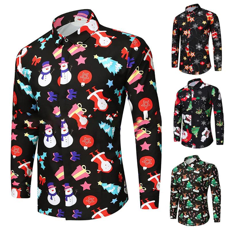 Men's Casual Shirts Christmas Print Long Sleeve Shirt Fashion Lapel Top Comfortable Button 4 Colors, Black
Men's Casual Shirts Christmas Print Long Sleeve Shirt Fashion Lapel Top Comfortable Button 4 Colors, Black