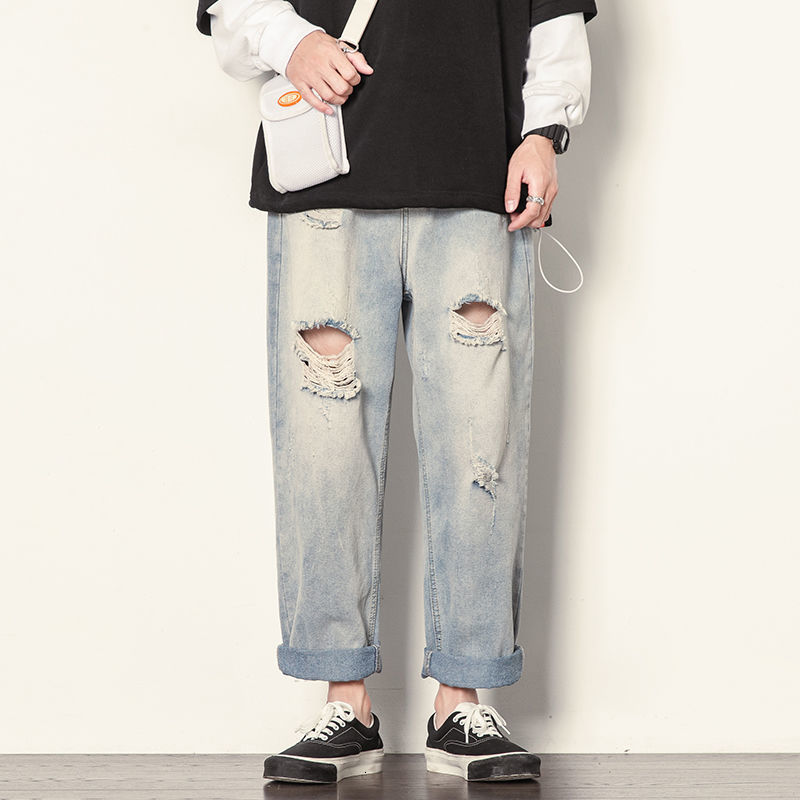 2021 New Ripped Men's Fashion Retro Casual Wide-leg Jeans Men Streetwear Korean Loose Hip-hop Hole Denim Trousers Mens -5xl 60zr, Denim blue
2021 New Ripped Men's Fashion Retro Casual Wide-leg Jeans Men Streetwear Korean Loose Hip-hop Hole Denim Trousers Mens -5xl 60zr, Denim blue