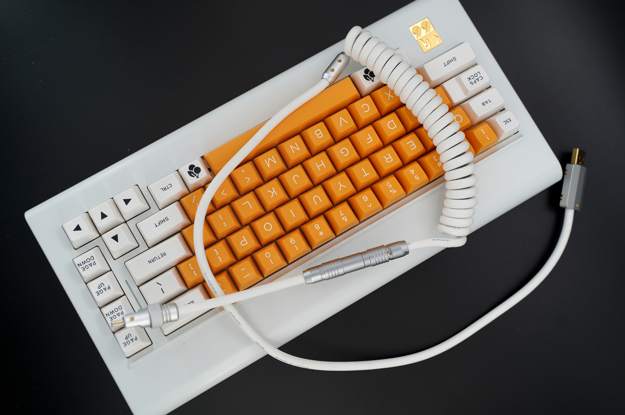 GeekCable Handmade Customized Mechanical Keyboard Cable For CyberBoard Coiled Keyboard Cable Top Match Rubber White