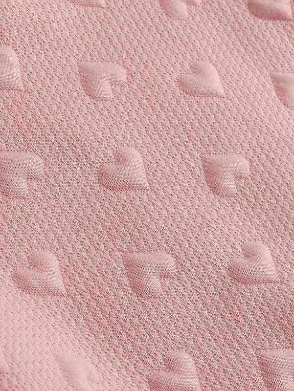 Baby Heart Textured Zipper Hooded Jacket SHE