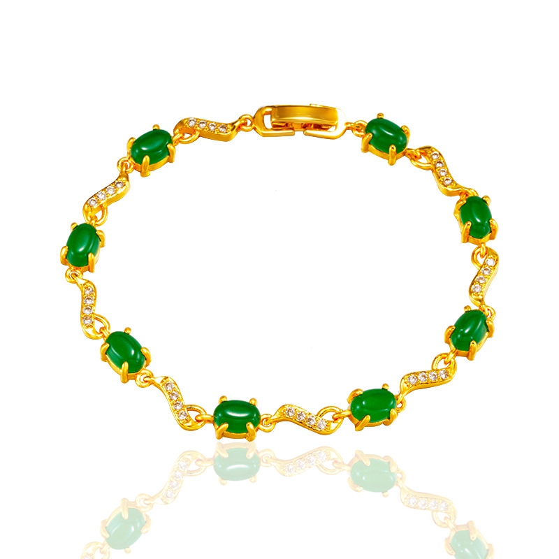 Rode/Groene Steen Vrouwen Pols Ketting 18k Geel Goud Gevuld Elegante Mode Armband Gift Schoonheid Meisje Sieraden