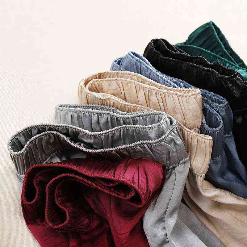 Cupro wide-leg pants women's thin summer casual trousers Korean version of high-waist ice silk acetate straight mopping 211115
