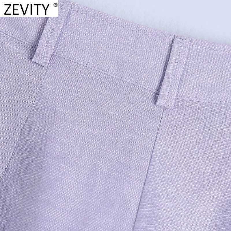 Zevity Women Fashion Pleat Decoration Solid Color Bermuda Shorts Female Chic Zipper Fly Casual Pantalone Cortos P1091 210603