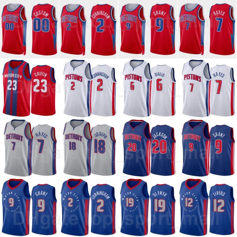 Screen Print 75th Anniversary Basketball Jerami Grant Jersey 9 Killian Hayes 7 Saddiq Bey 41 Cory Joseph 18 Hamidou Diallo 6 Cade Cunningham 2 Josh Jackson 20 Team, 75th blue 
Screen Print 75th Anniversary Basketball Jerami Grant Jersey 9 Killian Hayes 7 Saddiq Bey 41 Cory Joseph 18 Hamidou Diallo 6 Cade Cunningham 2 Josh Jackson 20 Team, 75th blue