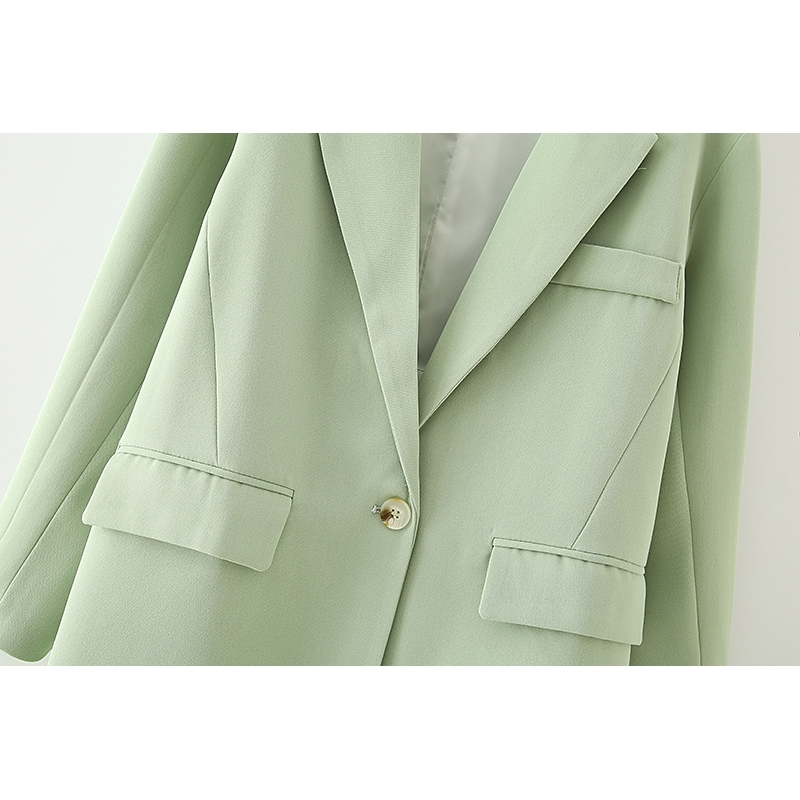 women elegant green long blazer jackets fashion ladies notched collar jacket suits vintage female chic suit girls 210527