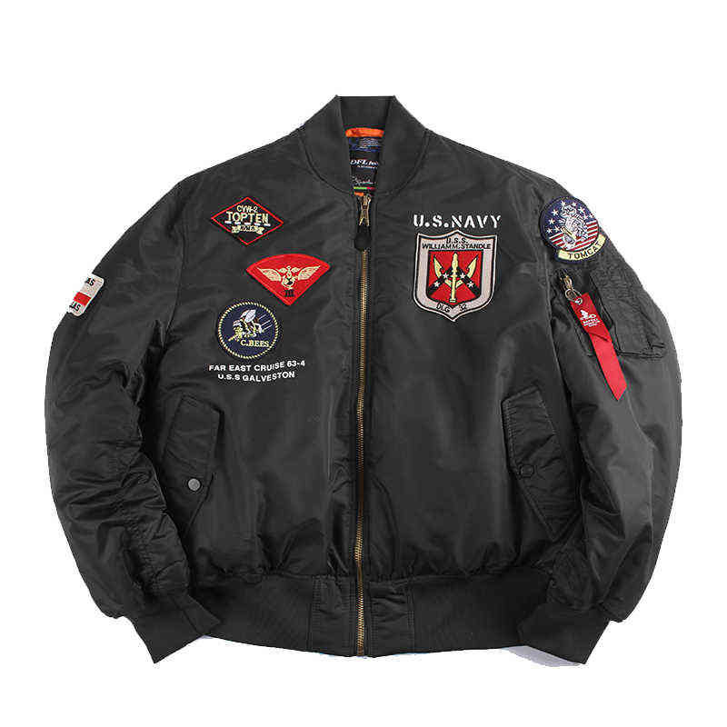 2020 Winter Vintage Top Gun Streetwear Hip Hop Military Coats Clothes Letterman Punk Bomber Flight Air Force Pilot Jacket Men Y1109