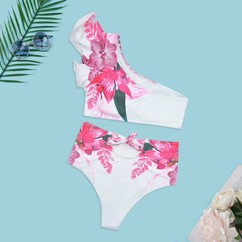 Sexy One Shoulder Bikinis New Print Swimwear Women Swimsuit Push Up Bathing Suits Beach Wear Brazilian Bikini Set