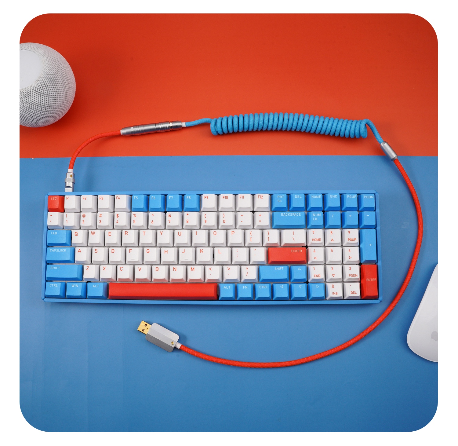 GeekCable Handmade Mechanical Keyboard Cable Theme Cable For IQUNIX F96 Sky City Colorway Line
