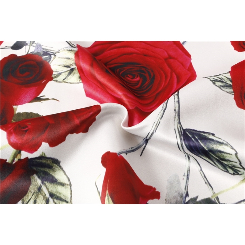 Skirts 23 Patterns Maxi Women Fashion Satin Flared Long Vintage Retro Rose Floral Print Pleated SK064 210621