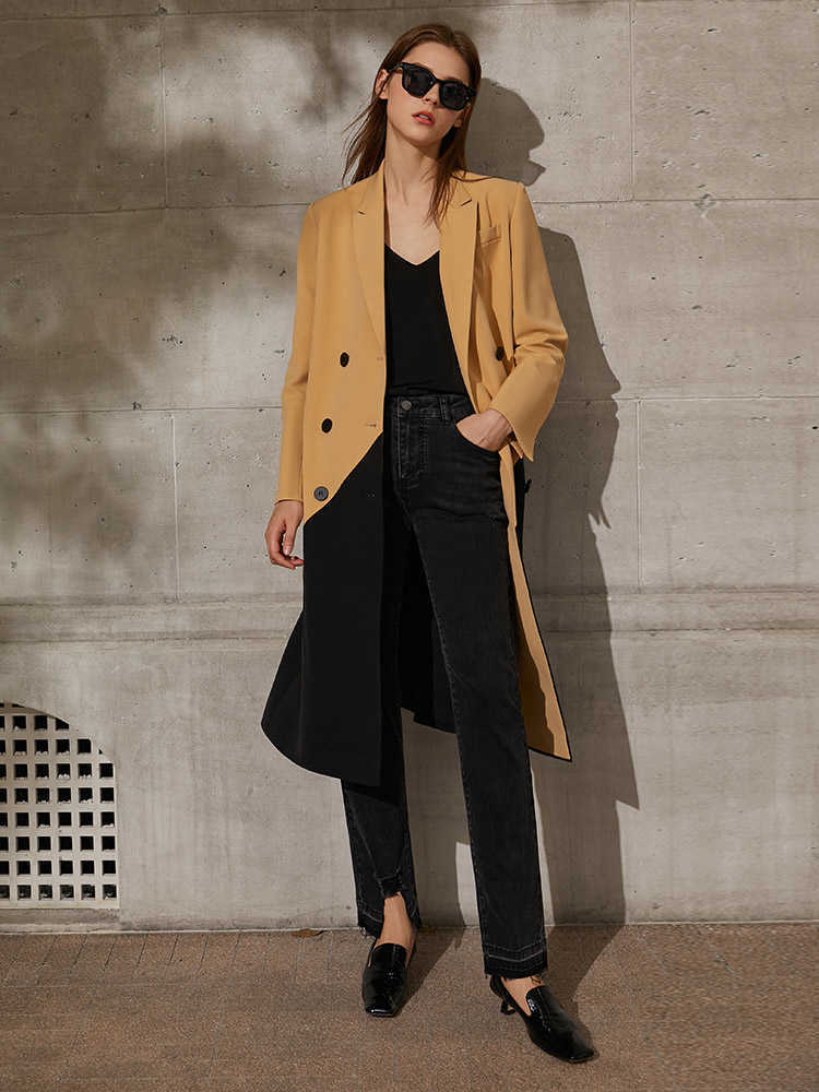 Minimalism Spring Summer Causal Jeans For Women Fashion High Waist Slim Fit Irregular Hem Pants Women's 12130096 210527