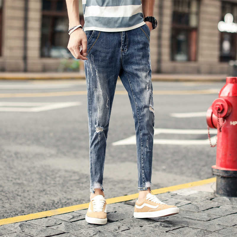 Men's Summer Jeans Men's Fashion Casual Slim Denim Trousers Solid Color Hole Denim Ankle Length Pants X0621, Gray
Men's Summer Jeans Men's Fashion Casual Slim Denim Trousers Solid Color Hole Denim Ankle Length Pants X0621, Gray