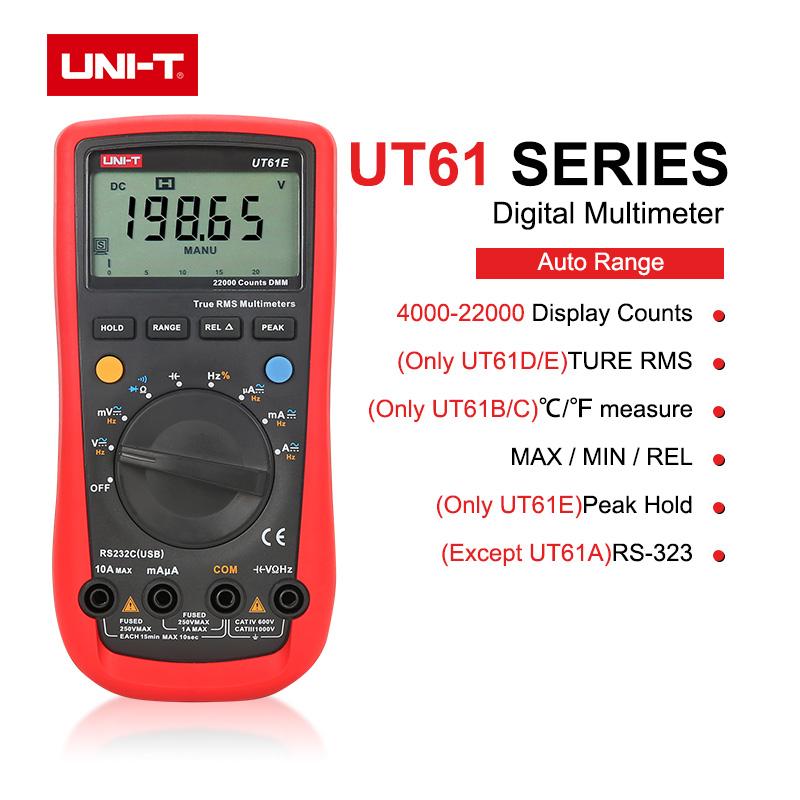 Multimeters UNI-T UT61E Digital Multimeter USB Tester True Rms AC DC Meter Data Hold Current Monitor Voltage UT61A UT61B UT61C UT61D
Multimeters UNI-T UT61E Digital Multimeter USB Tester True Rms AC DC Meter Data Hold Current Monitor Voltage UT61A UT61B UT61C UT61D