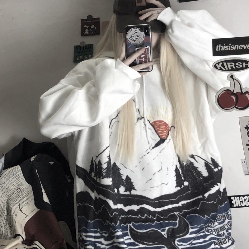 Sailor Moon Cartoon Print Hoodies Women Hooded Long Sleeve Autumn Winter Sweatshirts Harajuku Cute Kawaii Tops Oversize Pullover 201112