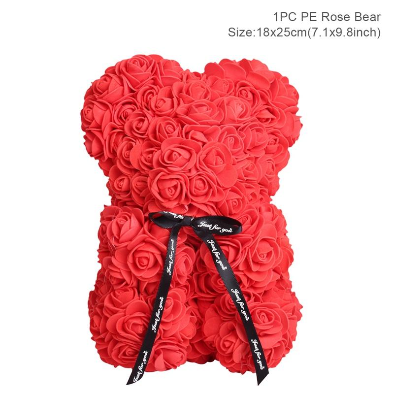 Decorative Flowers & Wreaths 25cm Teddy Bear Rose Artificial For Women Valentines Wedding Birthday Gift Packaging Box Home Decor Dropship