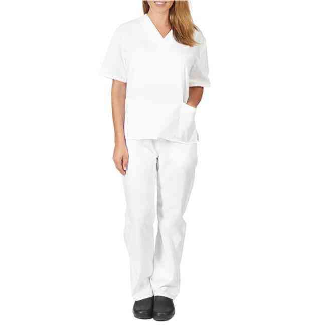 Wholesale Customized Womens Sets Top Nurse Uniform New Solid Color Pocket V-neck Nursing Work Y1028