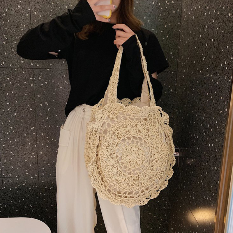Hand-Woven Straw Women Handmade Hollow Circle Shape Rattan Big Capacity Summer Handbag Casual Travel Beach Bags, Beige
Hand-Woven Straw Women Handmade Hollow Circle Shape Rattan Big Capacity Summer Handbag Casual Travel Beach Bags, Beige