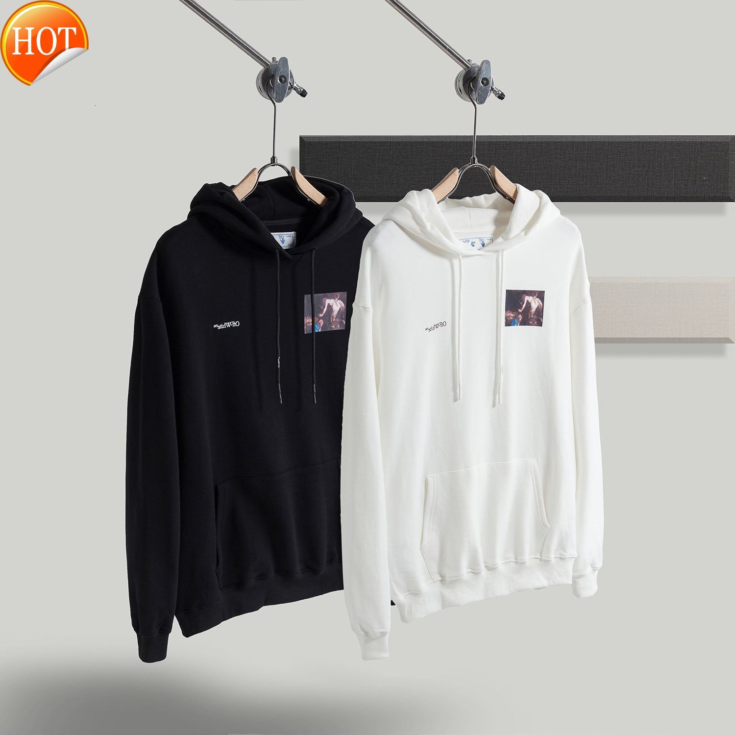 Men's * w Ite Off Black Cotton Back Arrstyle Print Loose Hooded Long Sleeve Sweater, White
Men's * w Ite Off Black Cotton Back Arrstyle Print Loose Hooded Long Sleeve Sweater, White