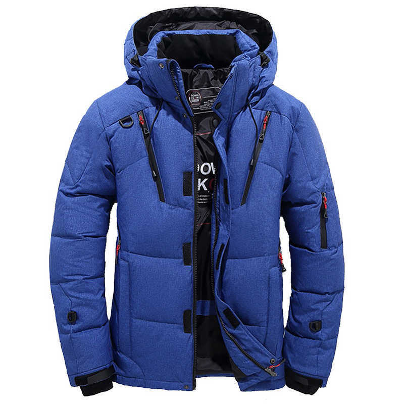 Men's Winter White Duck Down Jacket Oversize Padded Parkas Hooded Outdoor Thick Warm Snow Outwear Coats Plus Size 4XL 211014