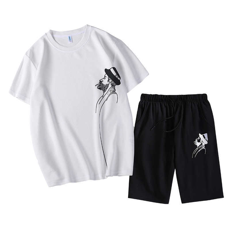 Summer Men's Sets Tracksuit Sportswear Track Suits Male Sweatsuit Short Sleeves T shirt Fashion Leisure 2 Piece Set 7XL 8XL 210603