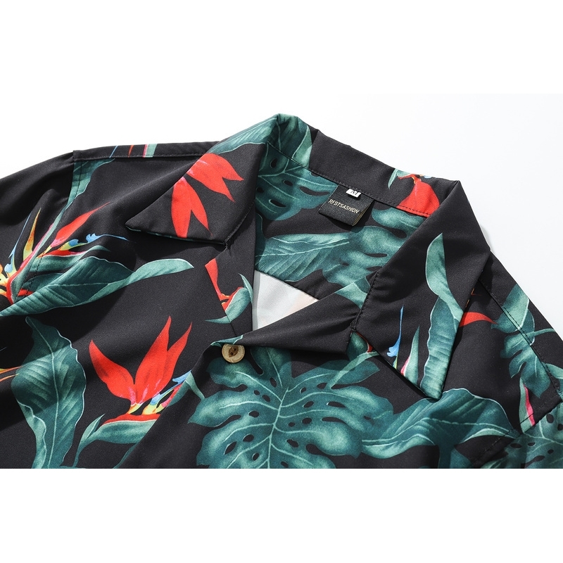Summer Printed Flower Short Sleeve Shirts Men Streetwear Harajuku Hawaiian Casual Fashion Beach Pocket Shirts for Men Camisas T200505