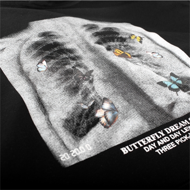 Hip Hop Oversize Hoodie Sweatshirt Men Streetwear Harajuku X-ray Butterfly Hooded Loose Hipster Fleece Hoodie Plus Size 201020
