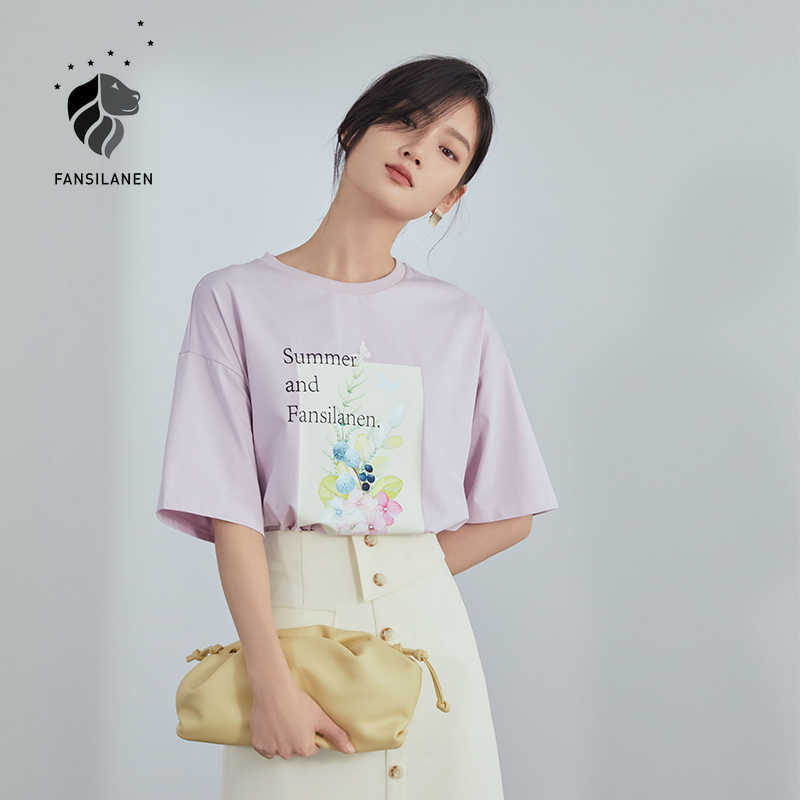 FANSILANEN White Pink Short-sleeved Loose T-shirt Women Summer Letter Print Top women Clothing 210607
FANSILANEN White Pink Short-sleeved Loose T-shirt Women Summer Letter Print Top women Clothing 210607