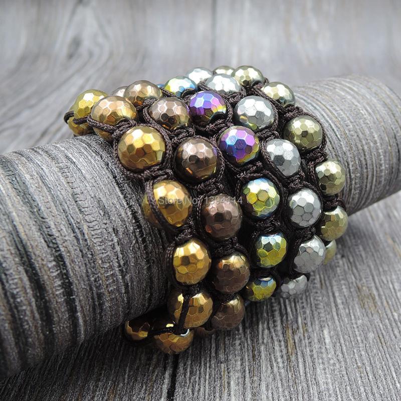 Charm Bracelets Titanium Colors Glossy Faceted Hematite 10mm Round Beads Braided Macrame Bracelet Jewelry
Charm Bracelets Titanium Colors Glossy Faceted Hematite 10mm Round Beads Braided Macrame Bracelet Jewelry