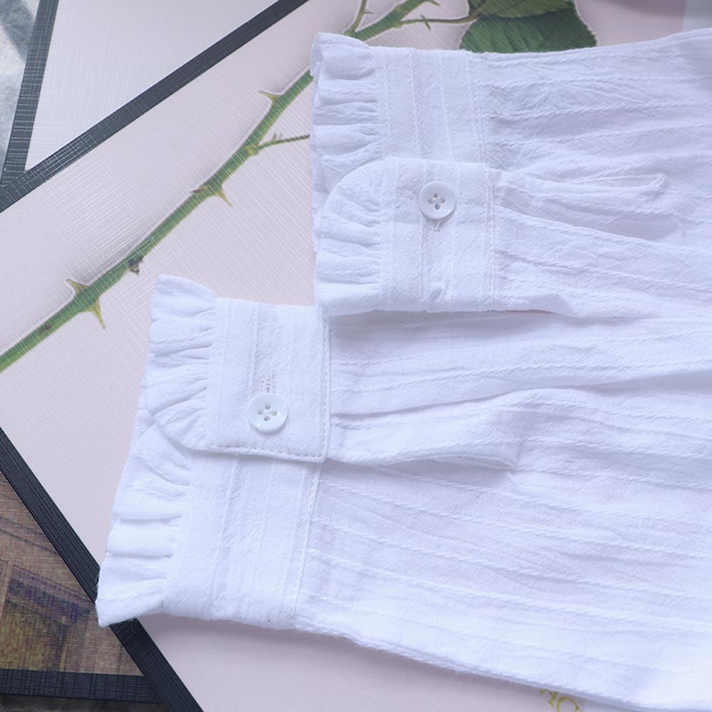 Summer Blouse Women Shirt Tops Cotton Korean Style Floral Embroidered Pleated Ruffle Stand Collar Casual Plus Size Clothes 210225