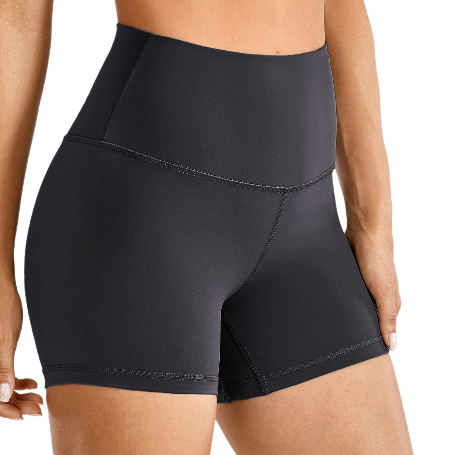 Yoga Shorts SYROKAN Naked Feeling High Waisted Workout for Women Athletic Running Volleyball Short Tight -4 Inches