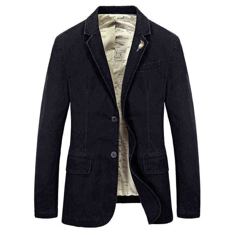 Men's Blazer Oversized Solid Male Suit Jacket Coat Men Clothing Pure Cotton Blazers Casual Outwear 4XL BF66001 211120