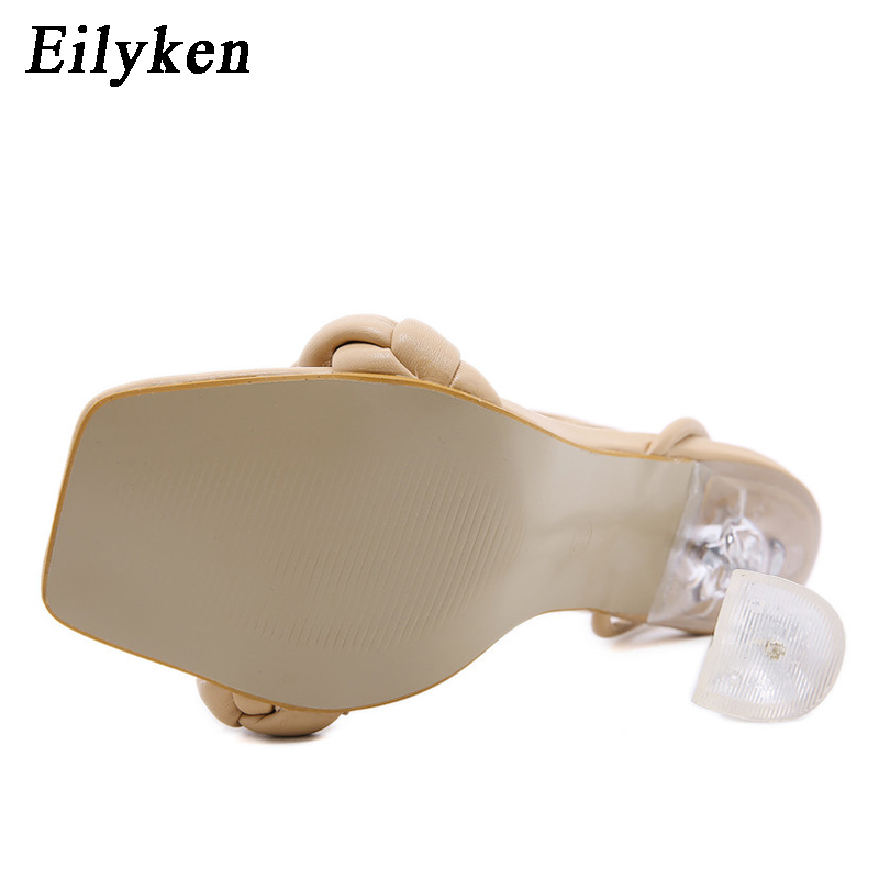 Women Summer Sandals Transparent Stiletto Heel Ladies Ankle Strap Sandals Large Size Shoes