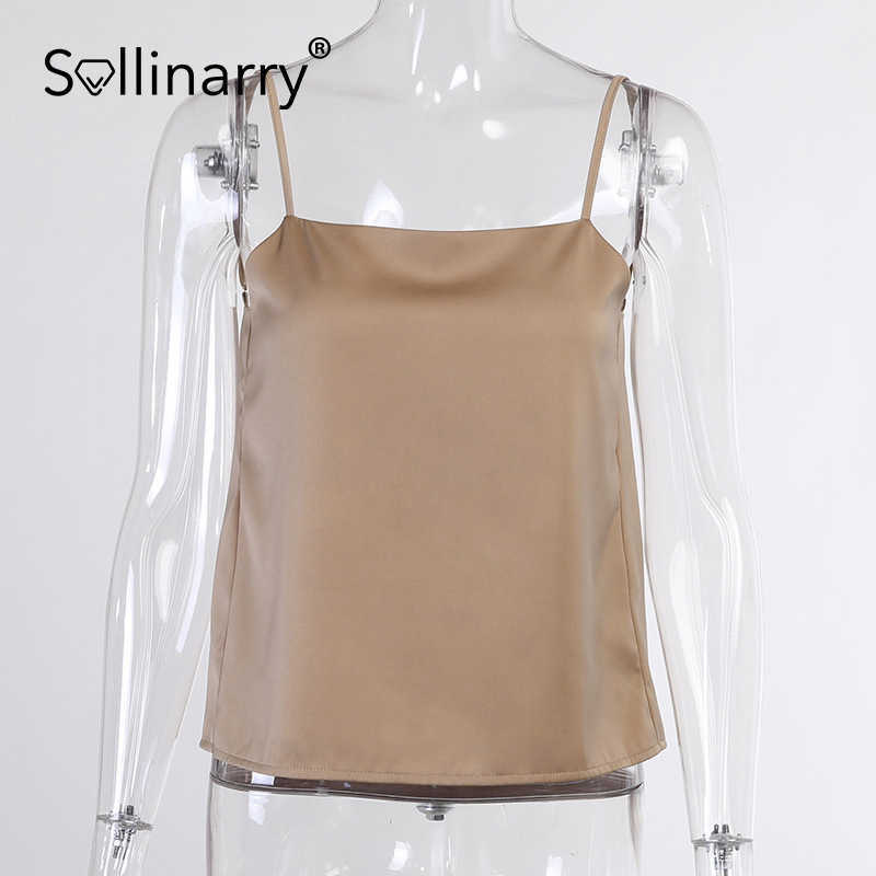 Sollinarry Sexy Satin backless Female Tanks Solid Loose Basic Sleeveless Summer streetwear Camis Fashion Women's party Sling Top 210709