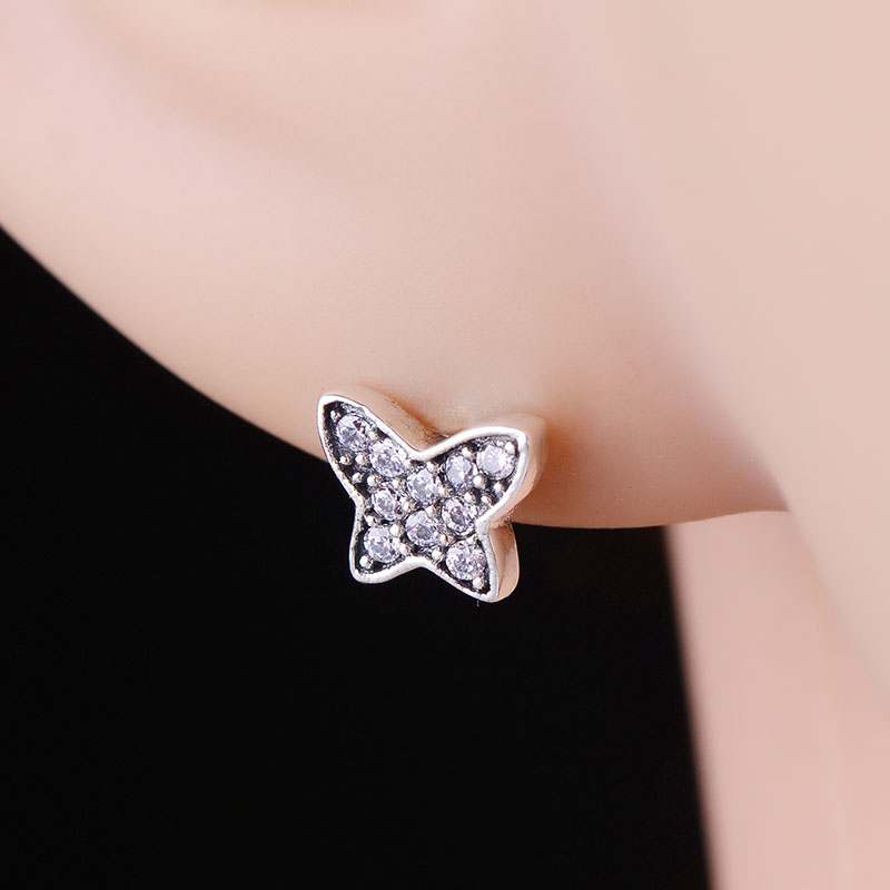 Fashion 925 Sterling Silver Butterfly Stud Earrings for Women Girls Beautiful Animal Earrings Moda Bijoux Jewelry gift