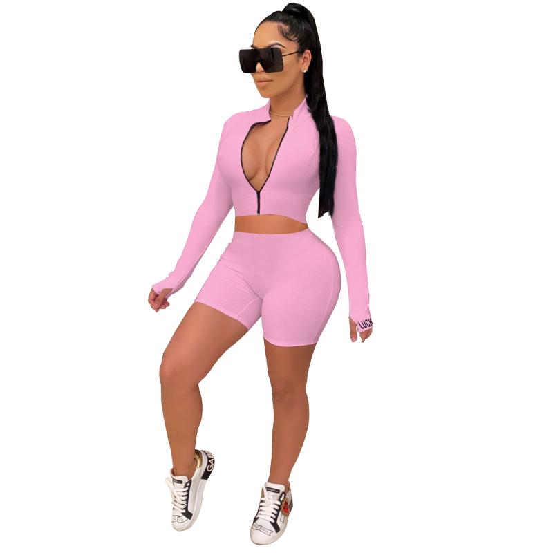 Women' Tracksuits Embroidery Knit Rib Tracksuit Women Sexy Zipper V Neck Long Sleeve Crop Top Biker Shorts Bodycon Two Piece Set Clothing, White set
Women' Tracksuits Embroidery Knit Rib Tracksuit Women Sexy Zipper V Neck Long Sleeve Crop Top Biker Shorts Bodycon Two Piece Set Clothing, White set