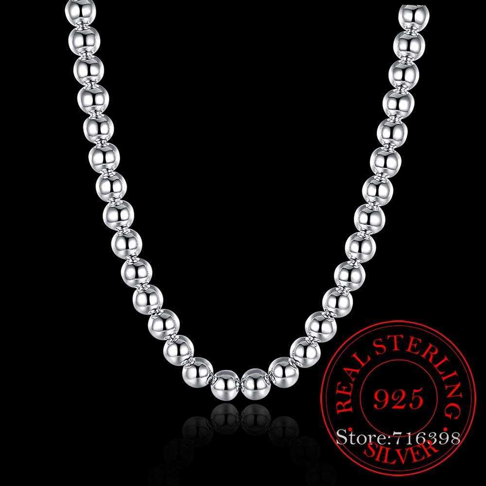 Designer Necklace 925 Sterling Silver 4mm 8mm 10mm Smooth Beads Ball Chain For Women Trendy Wedding Engagement Jewelry Drop302U