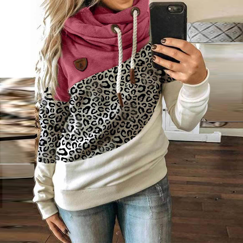 Women Patchwork Drawstring Hooded Casual Womens Sweatshirt Winter Product Pullover Ladies Sweatshirt Hoodies Harajuku Hoodie 201216