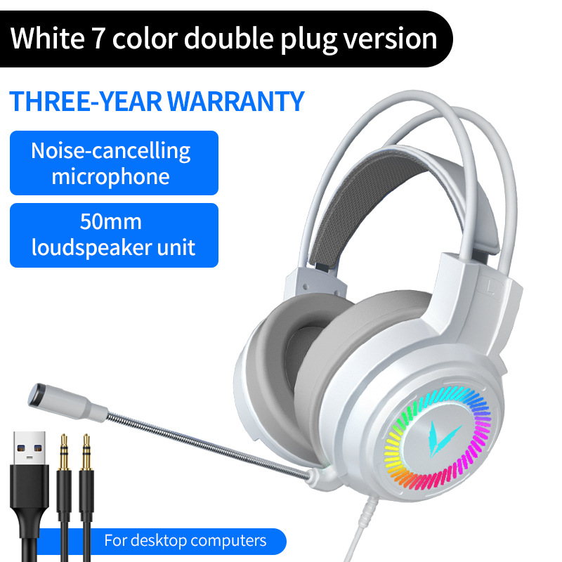 G58 Gaming Headset Gamer Headphones 4D Stereo Surround Wired Earphones USB Microphone Colourful Light PC Laptop Game Headsets