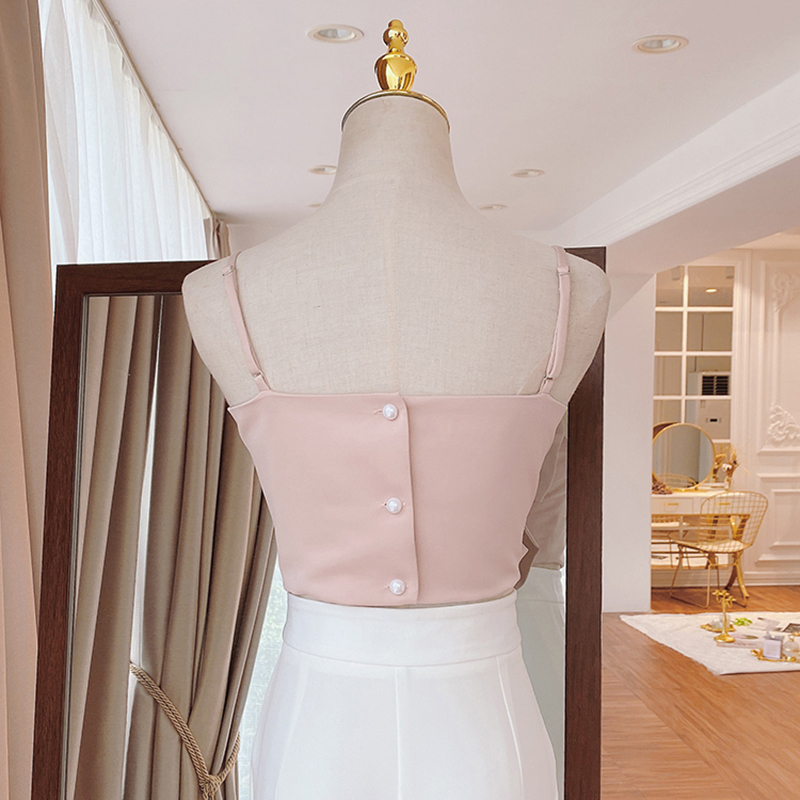 TWOTWINSTYLE Sexy Patchwork Bow Women Vest Square Collar Sleeveless Spaghetti Strap Slim Tunic Tank Tops Female Clothes New 210308