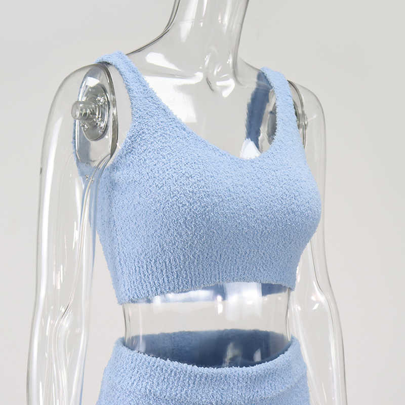 Colysmo Crop Top Pencil Pants 2 Piece Sets Women Autumn Sleeveless Loungewear Solid Color Long Trousers Two Set 210527