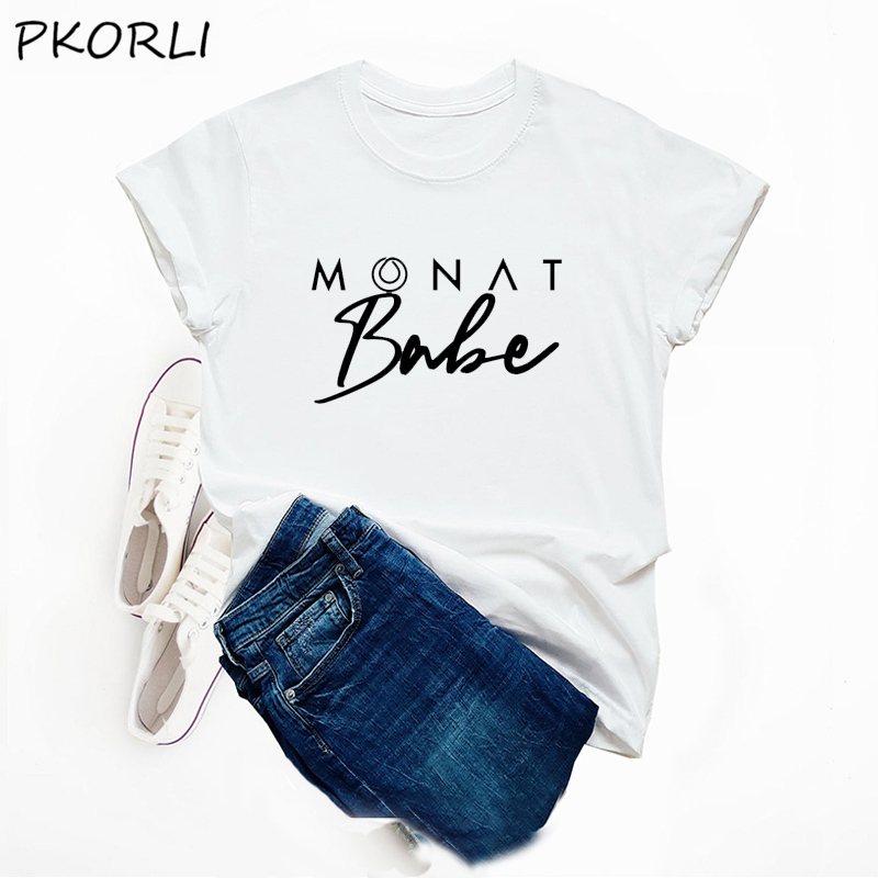 Harajuku Monat Babe T Shirt Women Summer Cotton Short Sleeve Graphic Tee Shirt Monat Team Vintage Tshirt 90s Aesthetic Tee Shirt 210310