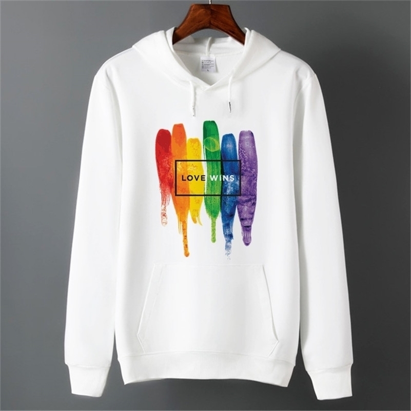 Men Pride Lgbt Gay Love Lesbian Rainbow Fleece Hoodies Sweatshirts Unisex Winter Harajuku Love is Love Sweatshirts Hoodies 201104