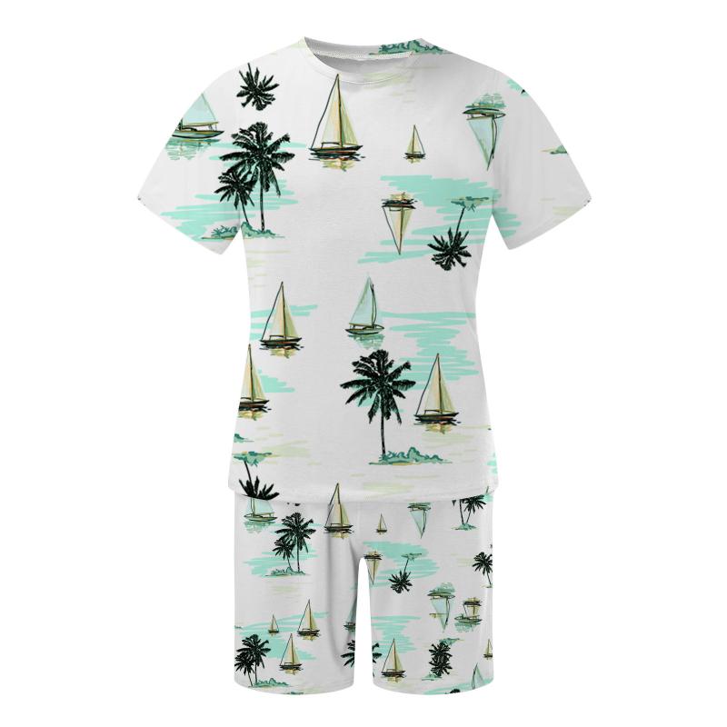 Men's Tracksuits 2022 Men Casual Set Fashion 2pcs Sweat Suit Summer Sportsuit Tropical Male Sportswear Tracksuit Short Sleeve T-shirt Shorts