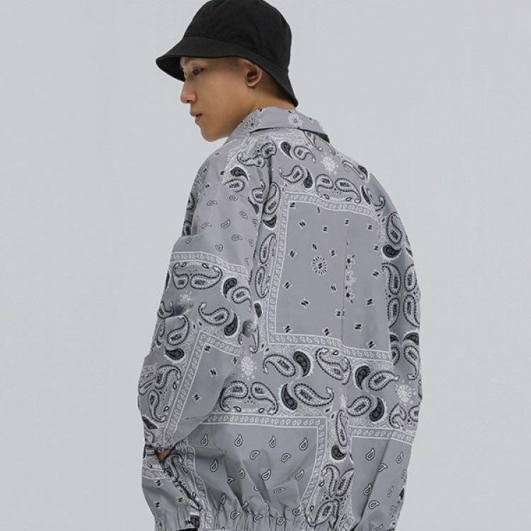 Hip hop Fashion 2021 Spring Autumn Streetstyle Jacket for Men Clothes Mens Windbreaker Coat Bandana Paisley Pattern Outwear