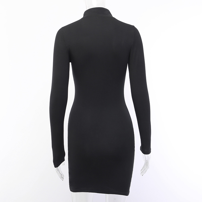 Vintage Gohtic Dresses Harajuku Autumn 2020 Winter Hollow Out Dress Women Long Sleeve Spliced Buckle Grunge Punk Chic C0304