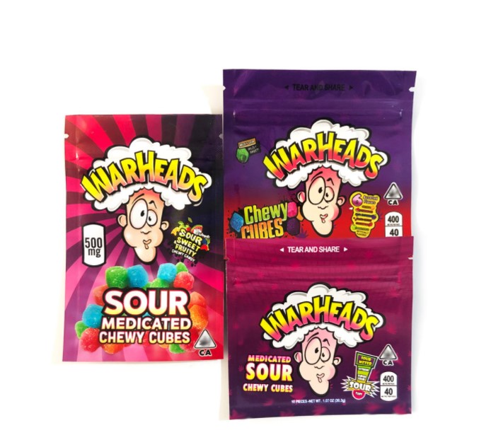 Warheads Mylar Bag 2021 Sour Sweet Chewy Cubes Airheads Trolli Trilli Edibles Gummies Candy Package Bags Wholesale
Warheads Mylar Bag 2021 Sour Sweet Chewy Cubes Airheads Trolli Trilli Edibles Gummies Candy Package Bags Wholesale