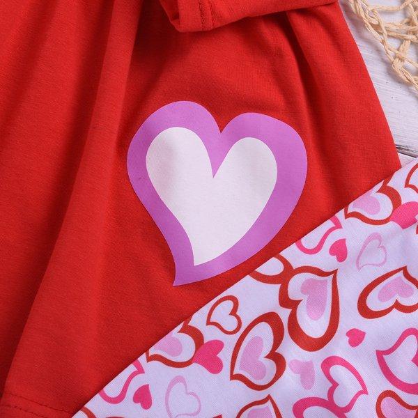2022 valentine day baby girl fall clothes girls boutique outfits little girls clothing sets kids headband red dress top heart print